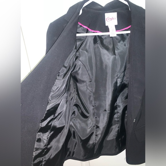 Candie’s Black Blazer Single Button Padded Shoulders - Women’s Large - Picture 5 of 11